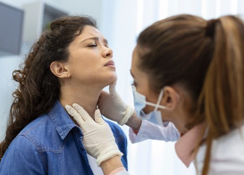 Patient being checked for hypothyroidism